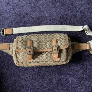 Coach Signature Jacquard Fanny Pack tan pre-owned